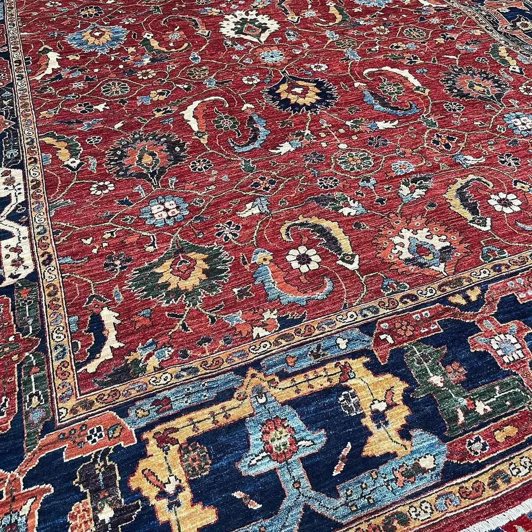 Red Palmette Carpet &mdash; hand-knotted Tribal & Revival Geometric Oriental rug