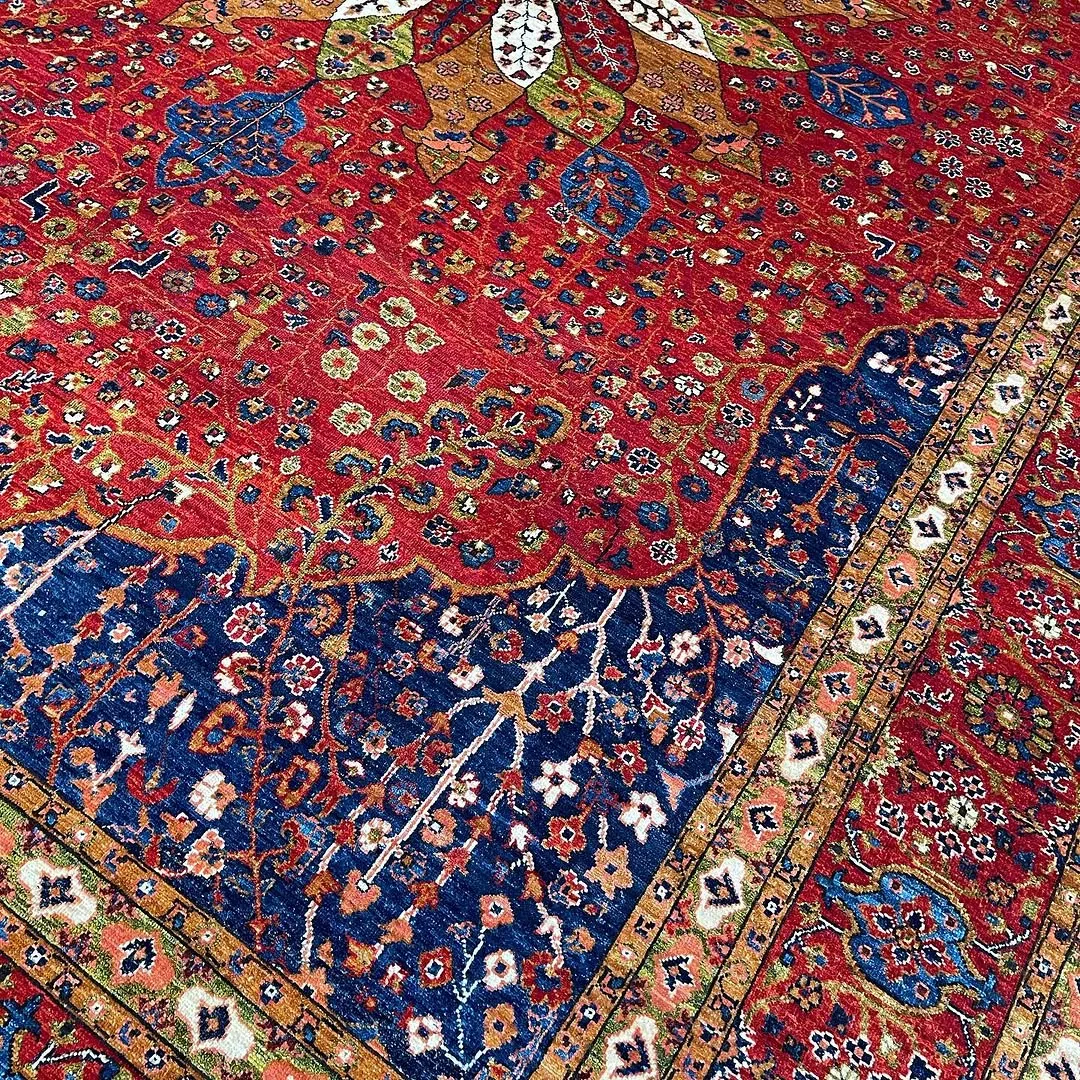 Red Medallion Floral Carpet — hand-knotted Oriental rug