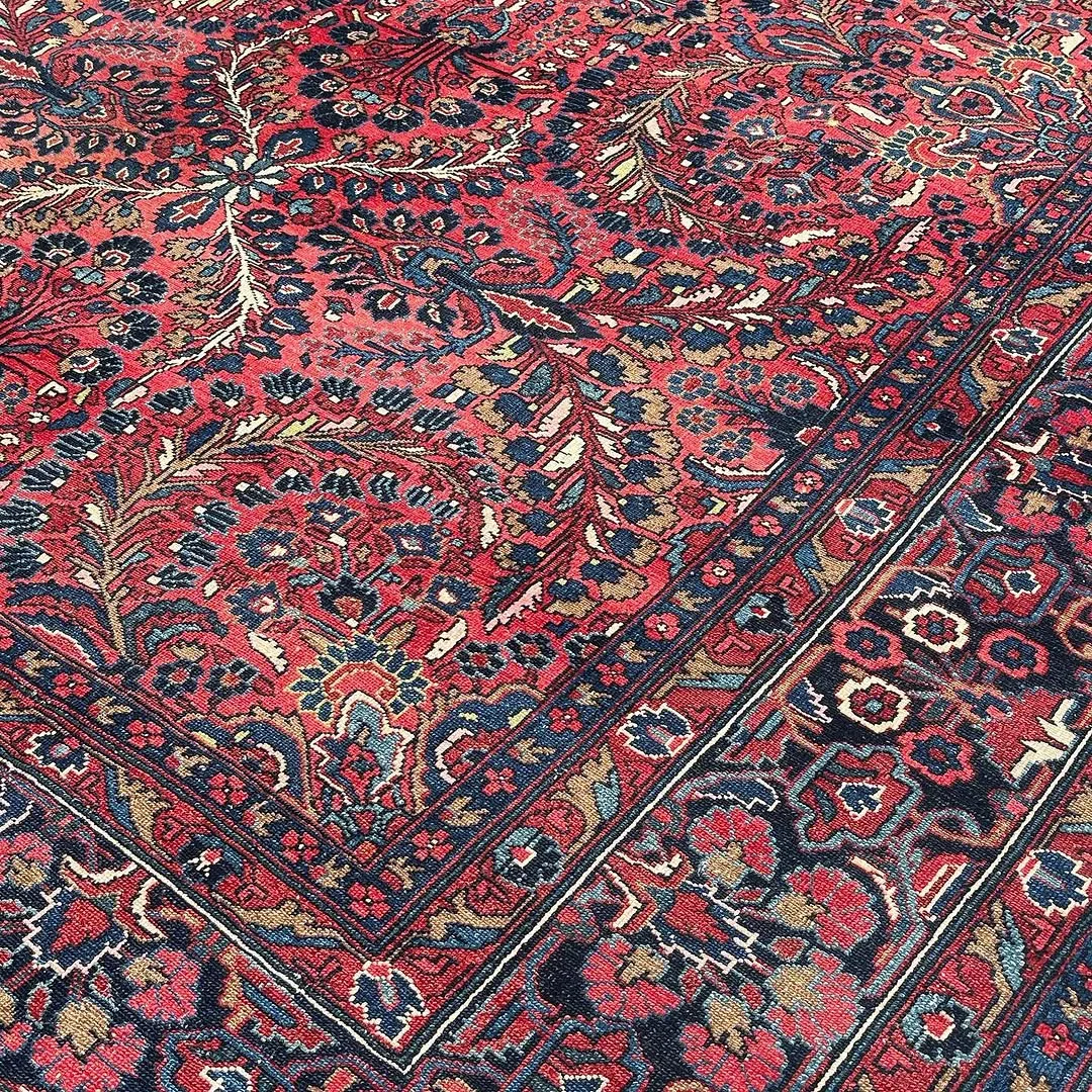 Crimson Blossom Carpet &mdash; hand-knotted Persian Village Floral Oriental rug