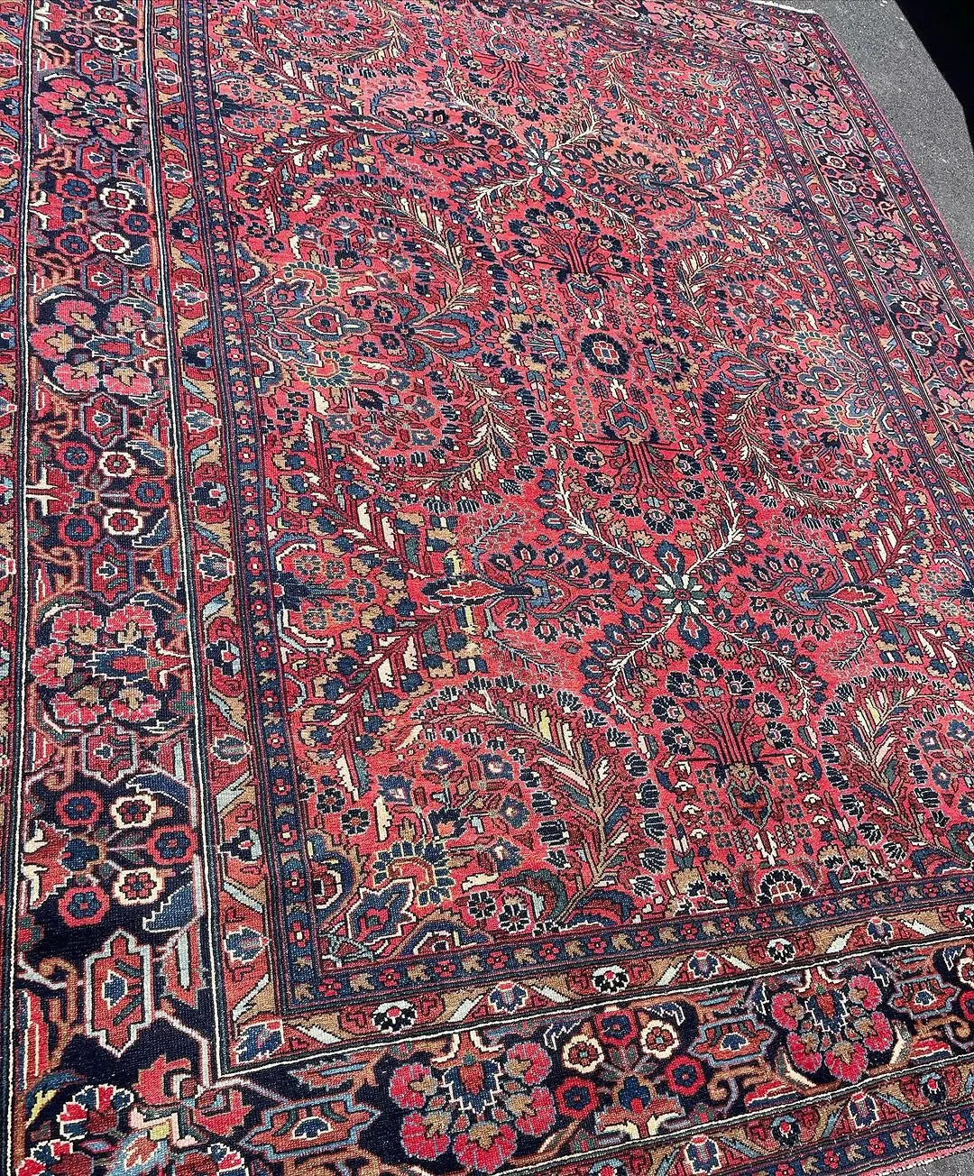 Rose-Red Floral Carpet — hand-knotted Oriental rug