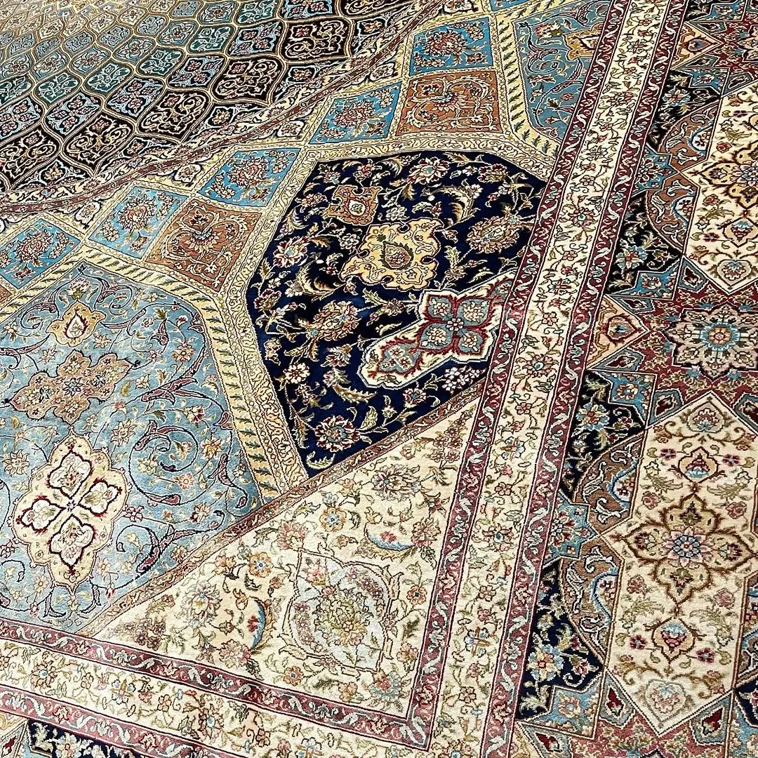 Pastel Compartment Carpet &mdash; hand-knotted Fine Floral Lattice Oriental rug