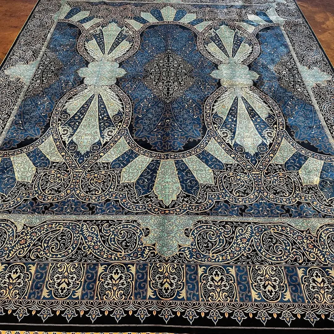Indigo Silk Carpet &mdash; hand-knotted Oriental rug