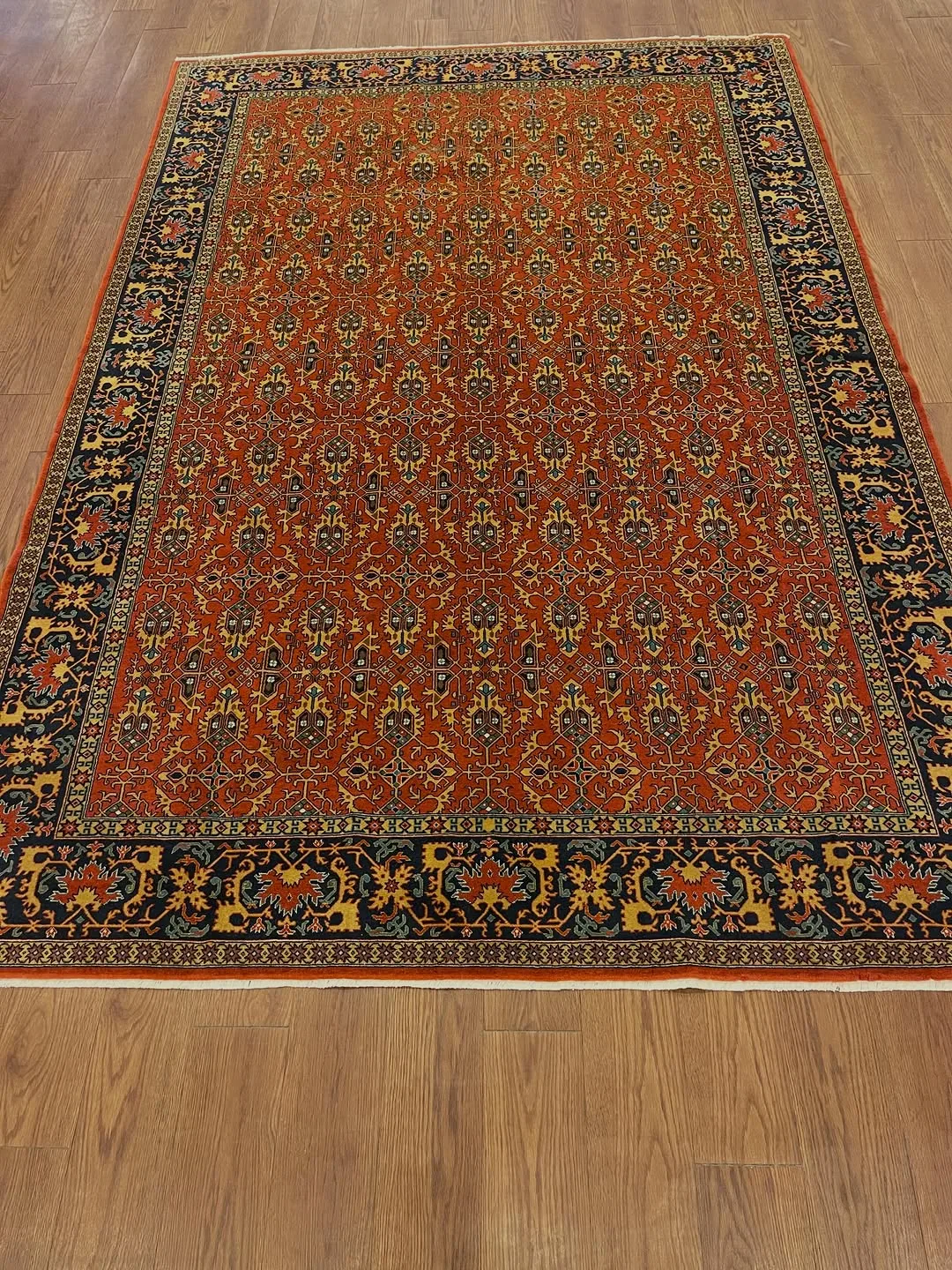 Rust Boteh Carpet &mdash; hand-knotted Tribal & Revival Geometric Oriental rug