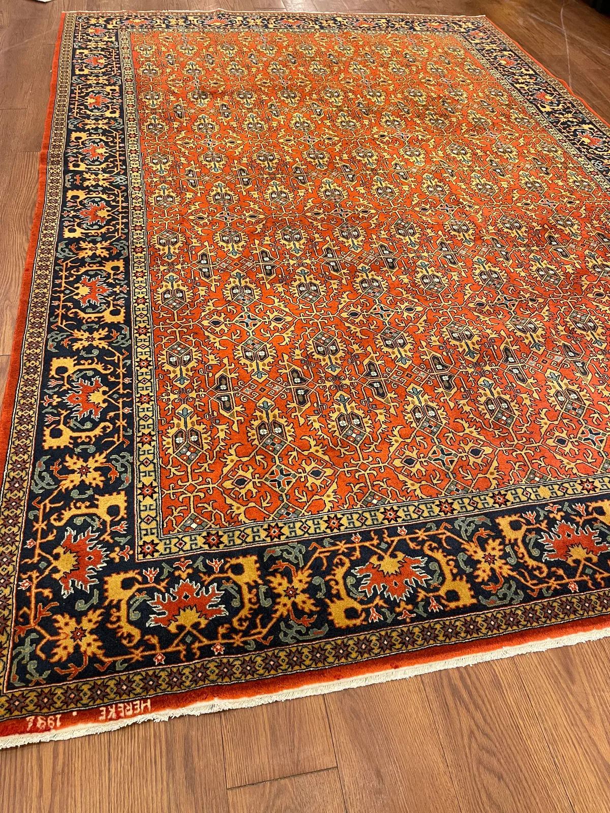Rust Herati Carpet &mdash; hand-knotted Persian Village Floral Oriental rug
