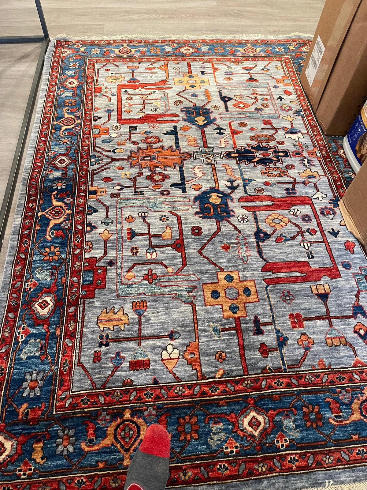 Slate Heriz Carpet &mdash; hand-knotted Tribal & Revival Geometric Oriental rug
