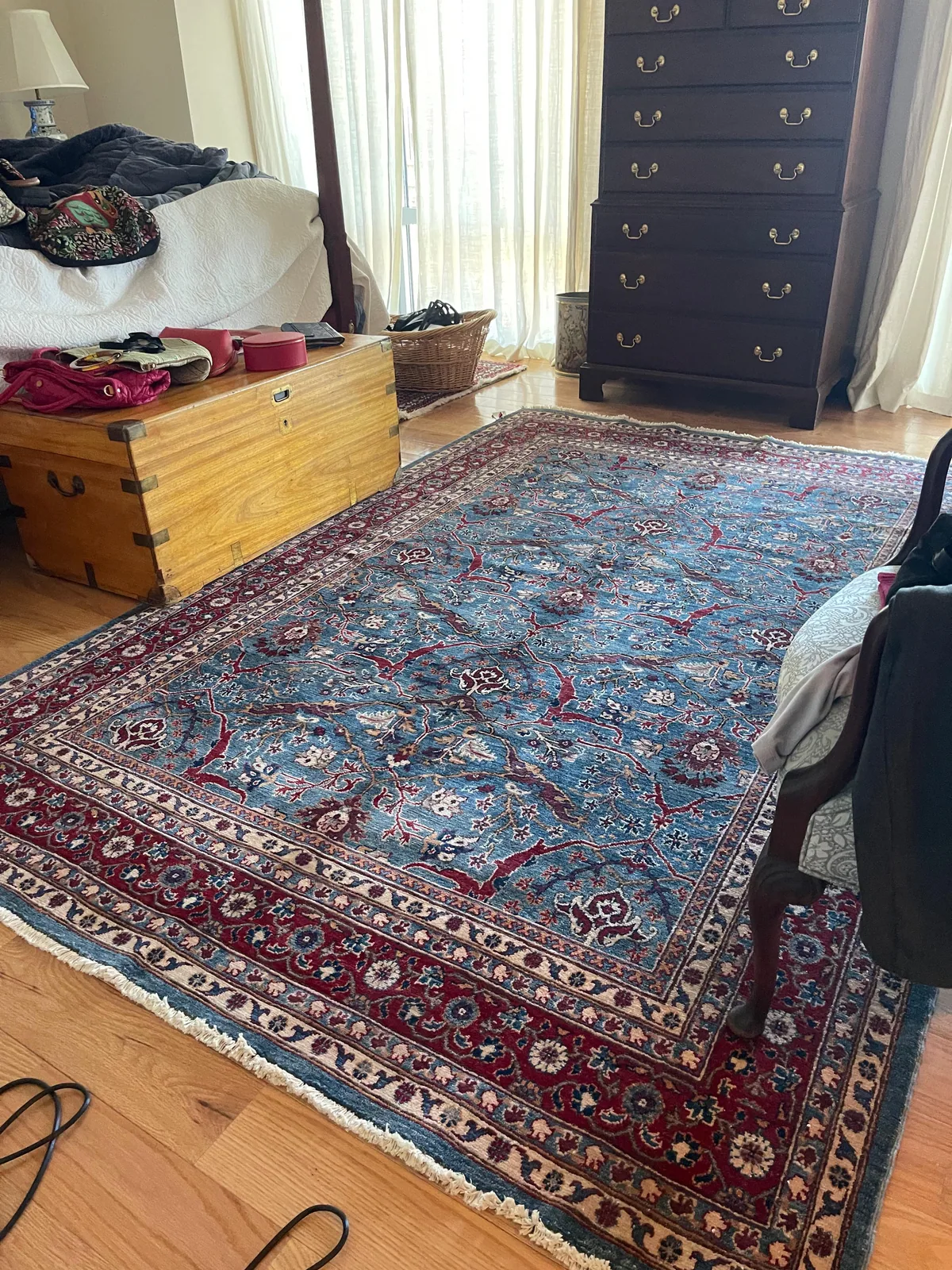 Blue Meadow Carpet &mdash; hand-knotted Persian Village Floral Oriental rug
