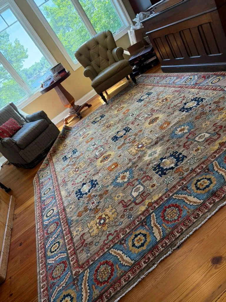 Sandfield Palmette Carpet &mdash; hand-knotted Tribal & Revival Geometric Oriental rug