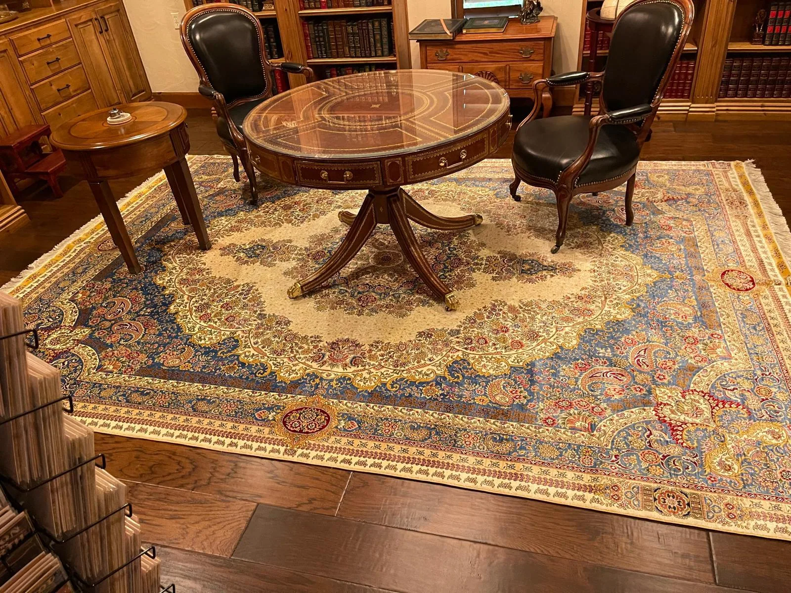 Sapphire Silk Sunburst Carpet &mdash; hand-knotted Oriental rug