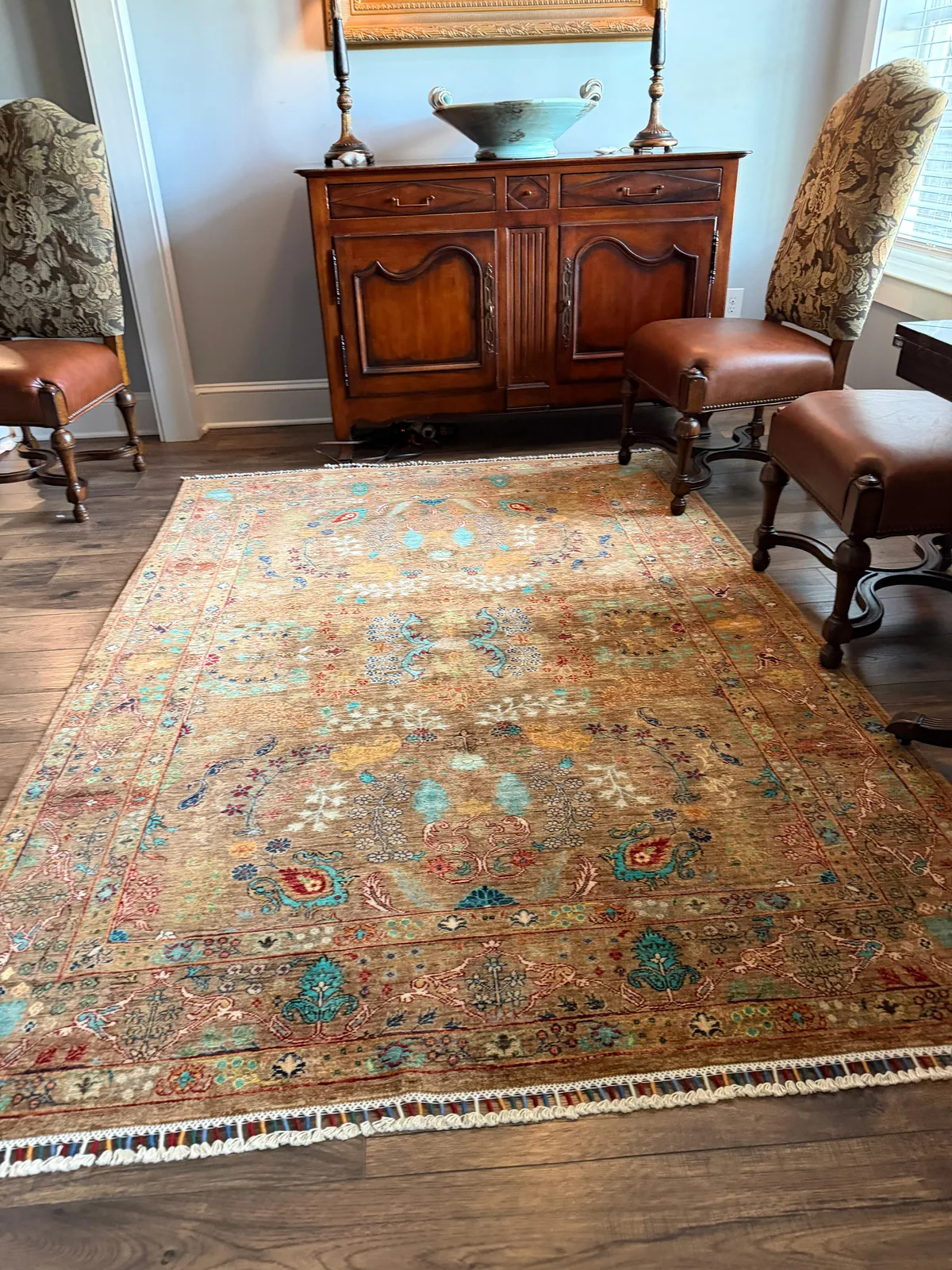 Copper Garden Carpet &mdash; hand-knotted Persian Village Floral Oriental rug