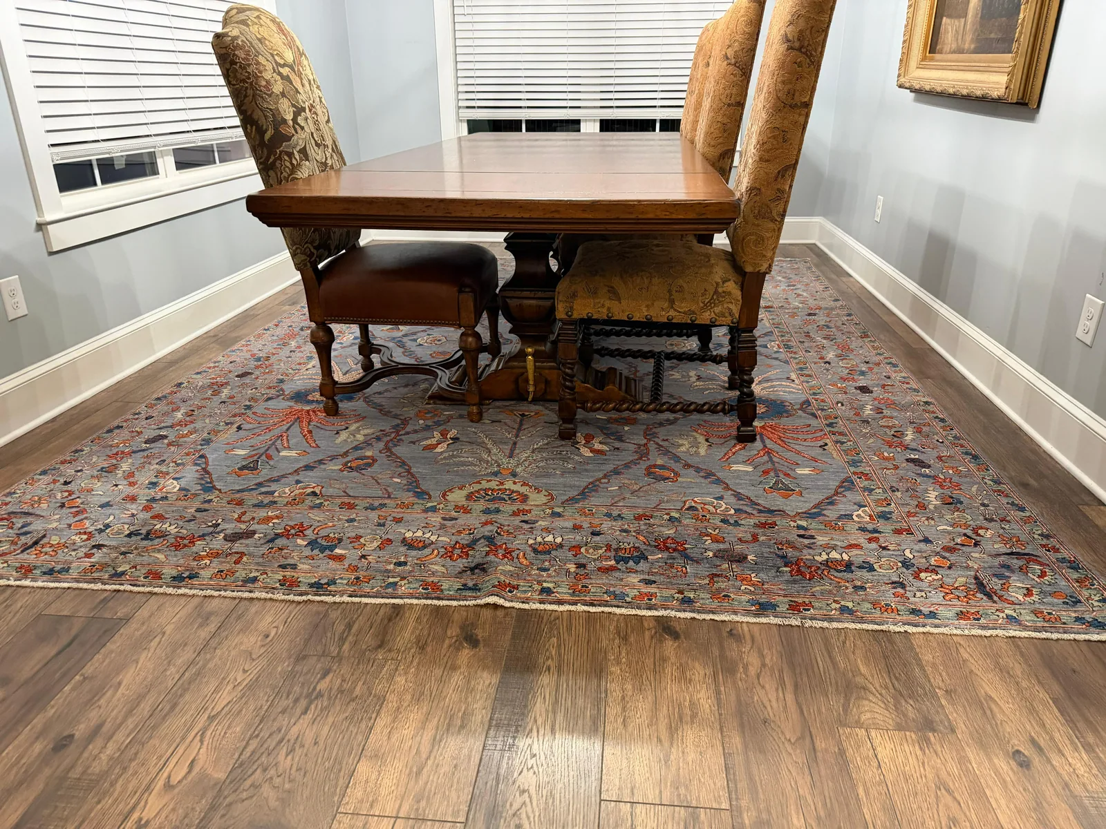 Storm-Blue Garden Carpet &mdash; hand-knotted Tribal & Revival Geometric Oriental rug